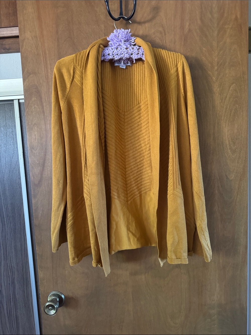 Open-Front Mustard Women’s Cardigan Sweater